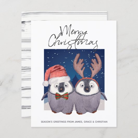 Papier BUDGET Père Noël Reinder Noël Penguin Couple (Devant / Derrière)