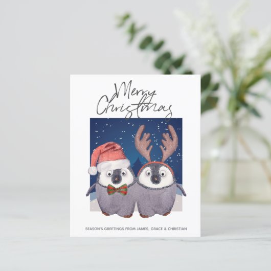 Papier BUDGET Père Noël Reinder Noël Penguin Couple (Debout devant)