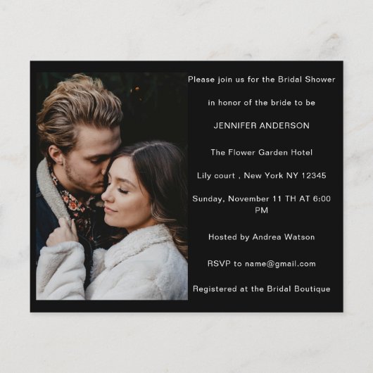 Papier Budget Personnalisé Photos Bridal Shower Invitatio (Dos)