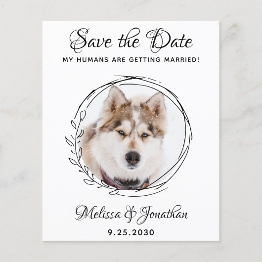Papier Budget Pet Chien Mariage Botanique Enregistrer La  (Devant)
