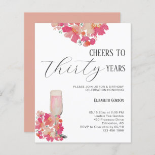 Papier Budget Petals & Prosecco 30e anniversaire Floral r