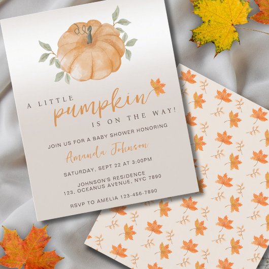 Papier Budget Petit Citrouille Automne Baby shower d'auto