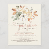 Papier Budget Petit Citrouille Floral Baby shower Invitat (Devant)