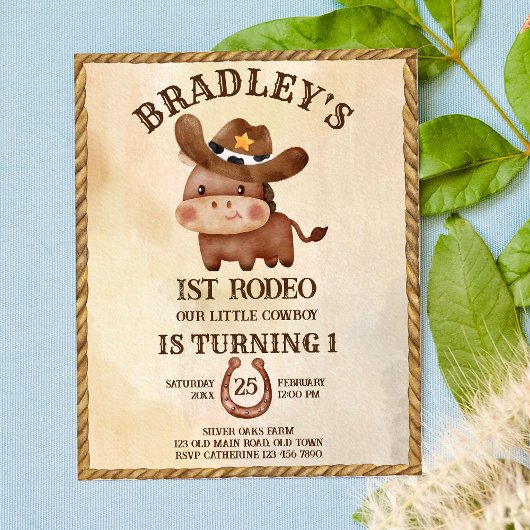 Papier Budget petit cowboy bébé cheval 1er rodéo invitati