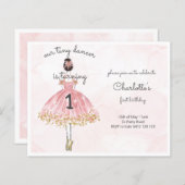 Papier BUDGET Petite danseuse Ballet Rose Invitation (Devant / Derrière)