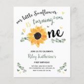 Papier Budget Petite tournesol 1er anniversaire Invitatio (Devant)