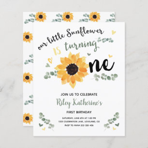 Papier Budget Petite tournesol 1er anniversaire Invitatio