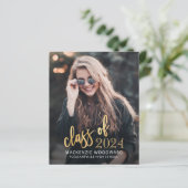 Papier Budget Photo 2024 Gold Script Grad Faire-part (Debout devant)