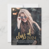 Papier Budget Photo 2024 Gold Script Grad Faire-part (Devant)