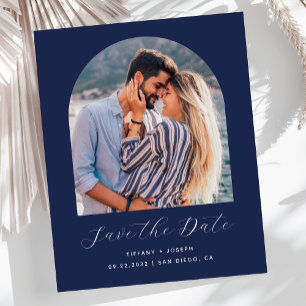 Papier Budget Photo Arch Bleu Marine Enregistrer la Date