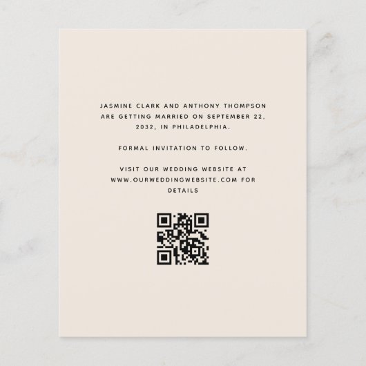 Papier Budget Photo Arch QR Beige Enregistrer la date (Dos)