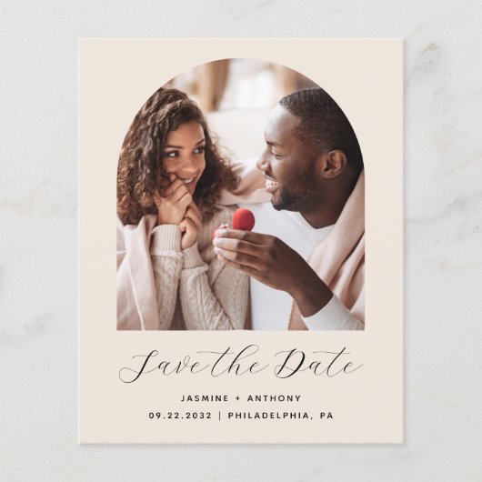 Papier Budget Photo Arch QR Beige Enregistrer la date (Devant)