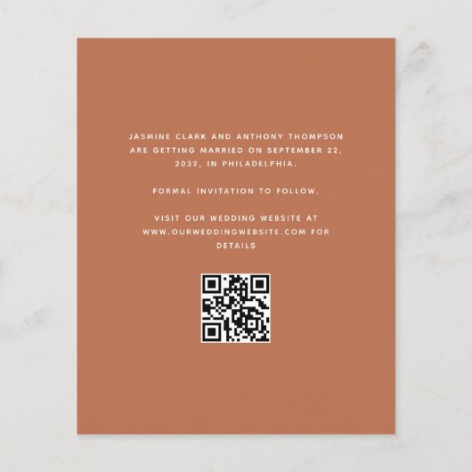 Papier Budget Photo Arch QR Terracotta Enregistrer la dat (Dos)