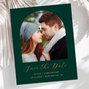 Papier Budget Photo Arche Émeraude Or Save the Date