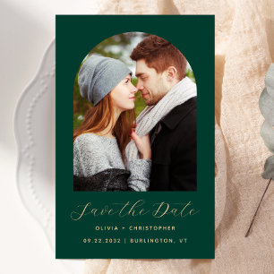 Papier Budget Photo Arche Émeraude Vert Or Save the Date