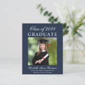 Papier Budget Photo Blue College Graduation Faire-part (Debout devant)