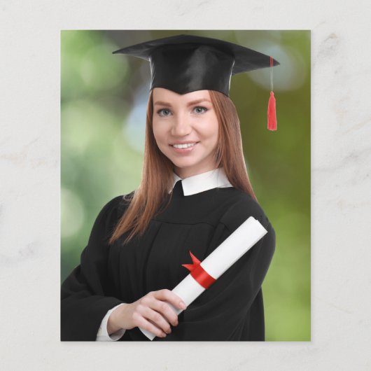 Papier Budget Photo Blue Gold Graduation Faire-part (Dos)