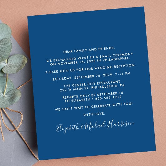 Papier Budget Photo Blue Wedding Réception Invitation