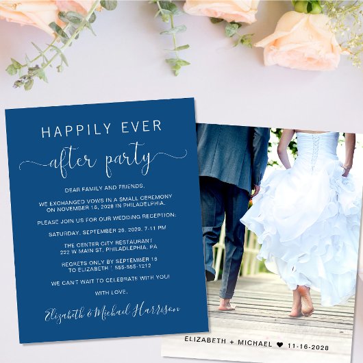 Papier Budget Photo Blue Wedding Réception Invitation
