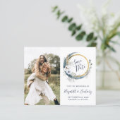 Papier Budget Photo Boho Blue Floral Moon Enregistrer la (Debout devant)