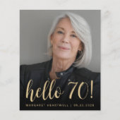 Papier Budget Photo Bonjour 70 Anniversaire Invitation de (Devant)