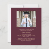 Papier Budget Photo Burgundy Gold Grad Faire-part (Dos)