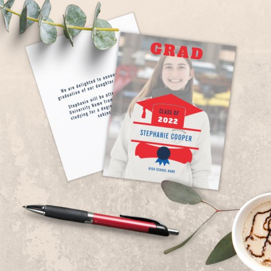 Papier Budget Photo Casquette Rouge Bleu 2022 Grad Faire-