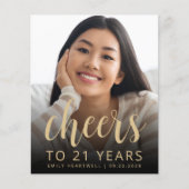 Papier Budget Photo Cheers 21e anniversaire Invitation de (Devant)