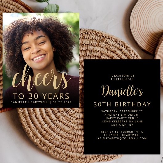 Papier Budget Photo Cheers 30e anniversaire Invitation de