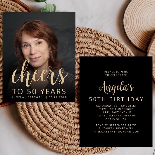 Papier Budget Photo Cheers 50e anniversaire Invitation de