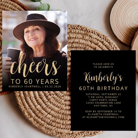 Papier Budget Photo Cheers 60e anniversaire Invitation de