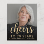 Papier Budget Photo Cheers 70e anniversaire Invitation de (Devant)
