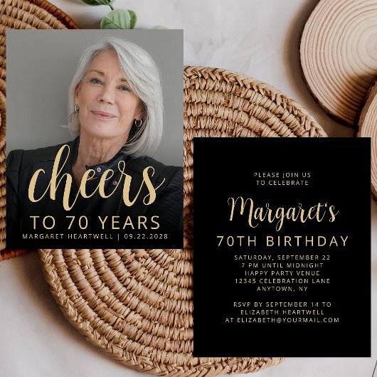 Papier Budget Photo Cheers 70e anniversaire Invitation de