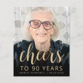 Papier Budget Photo Cheers 90e anniversaire Invitation de (Devant)
