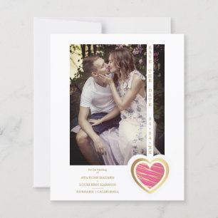 Papier Budget Photo Chic Elegant Hot Pink & Gold Heart