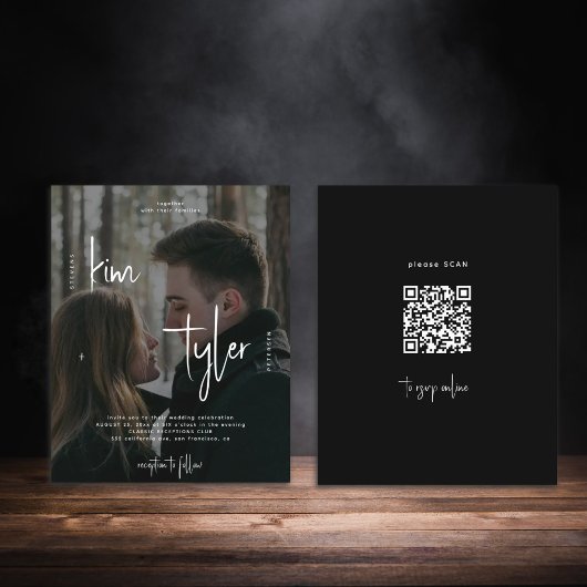 Papier Budget photo code QR tout en un faire-part de mari