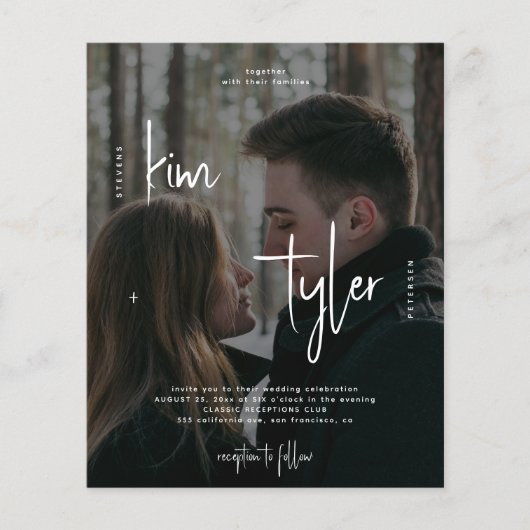 Papier Budget photo code QR tout en un faire-part de mari (Devant)