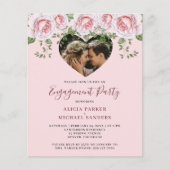 Papier Budget photo coeur fiançailles invitation (Devant)