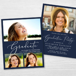Papier Budget Photo Collage Graduation Party Invitation