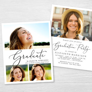 Papier Budget Photo Collage Graduation Party Invitation
