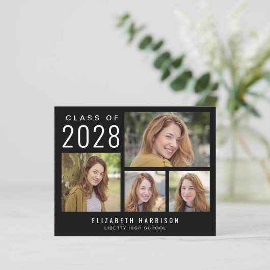 Papier Budget Photo Collage noir Faire-part de graduation (Debout devant)