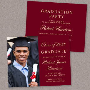 Papier Budget Photo College Graduation Party Invitation