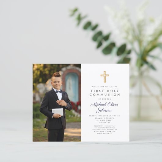 Papier Budget Photo Croix Bleu Marine Garçon Premier Comm (Debout devant)