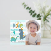 Papier Budget Photo Cute Dinosaur Boy Invitation Annivers (Debout devant)