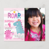 Papier Budget Photo Dinosaures Fille Anniversaire Invitat (Devant)