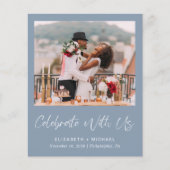 Papier Budget Photo Dusty Blue Wedding Invitation de réce (Devant)