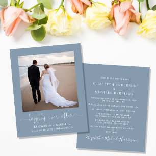 Papier Budget Photo Dusty Blue Wedding Invitation de réce