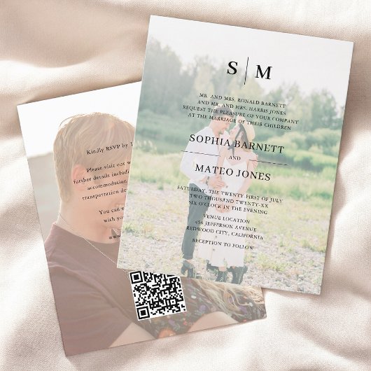 Papier Budget Photo Élégant Formel Code QR Mariage