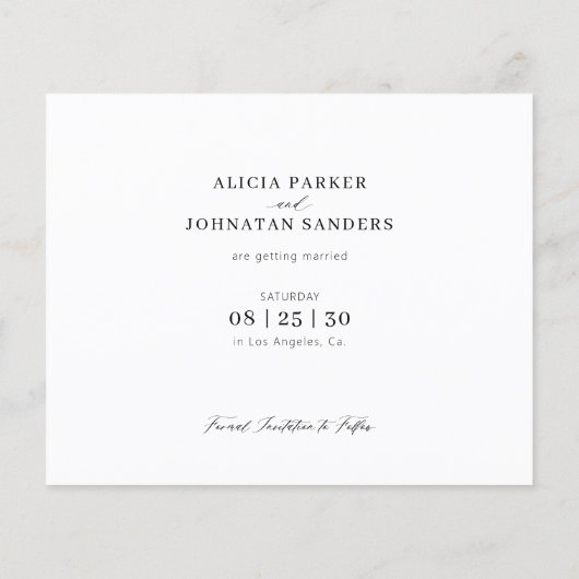 Papier Budget photo élégant mariage script enregistrer la (Dos)