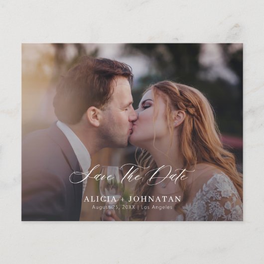 Papier Budget photo élégant mariage script enregistrer la (Devant)